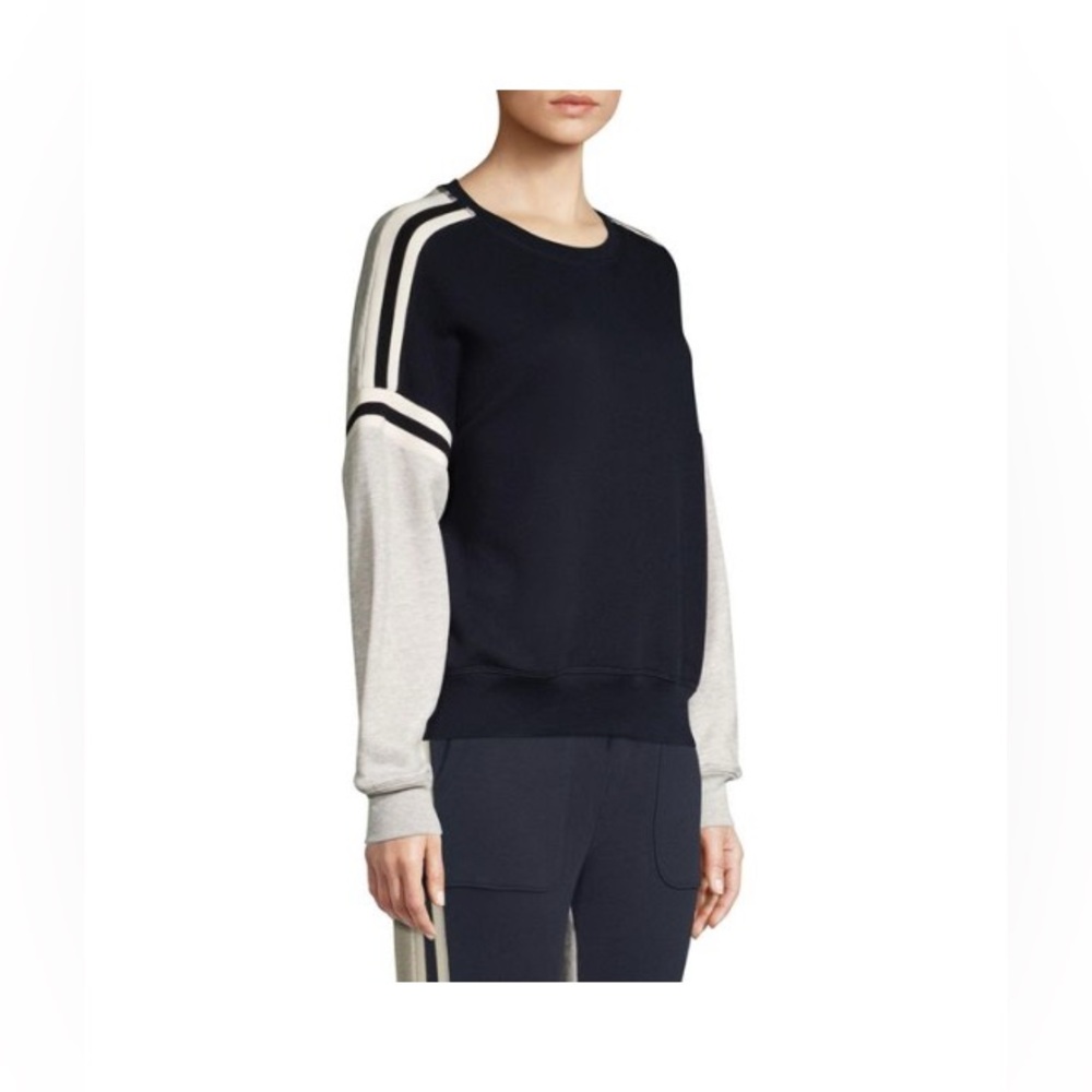 Joie Navy and Gray Sweatshirt with Striped Sleeves, size S. EUC
